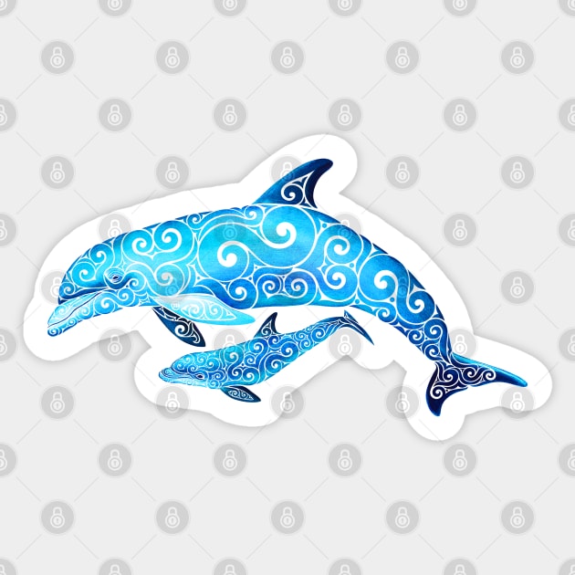 Swirly Dolphin Family Sticker by VectorInk